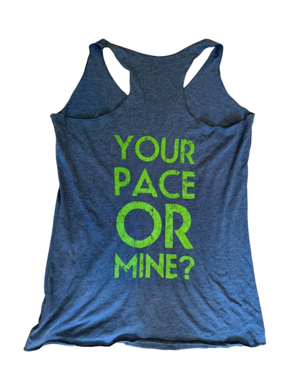 Gray Graphic Racerback Tank “Your Pace or Mine?” Flowy (Size Small, Approx.)